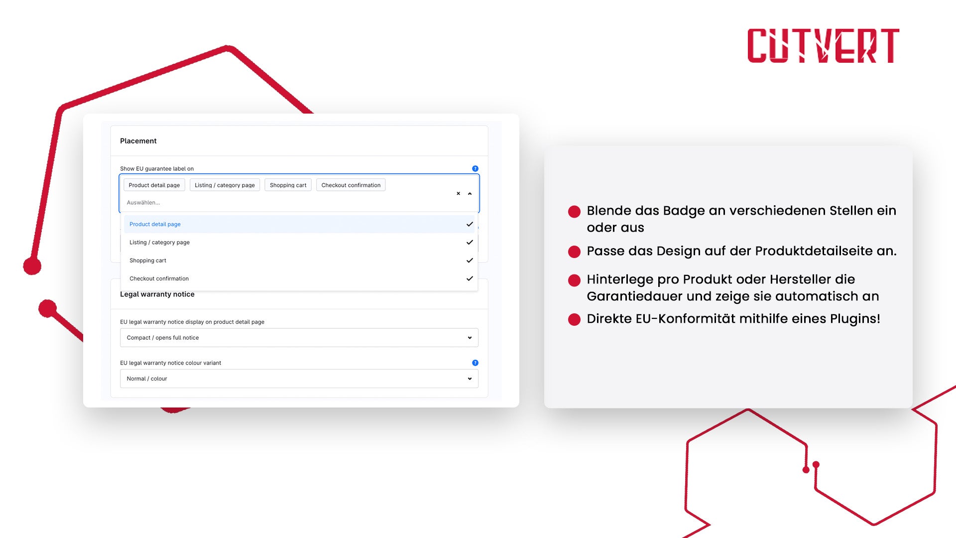 Einstellungen des Warranty Label Plugins in Shopware